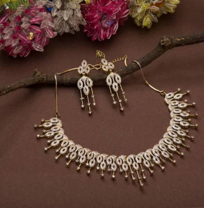 Party Wear Ad diamond Necklace set 1 Wholesale Price In Surat
 